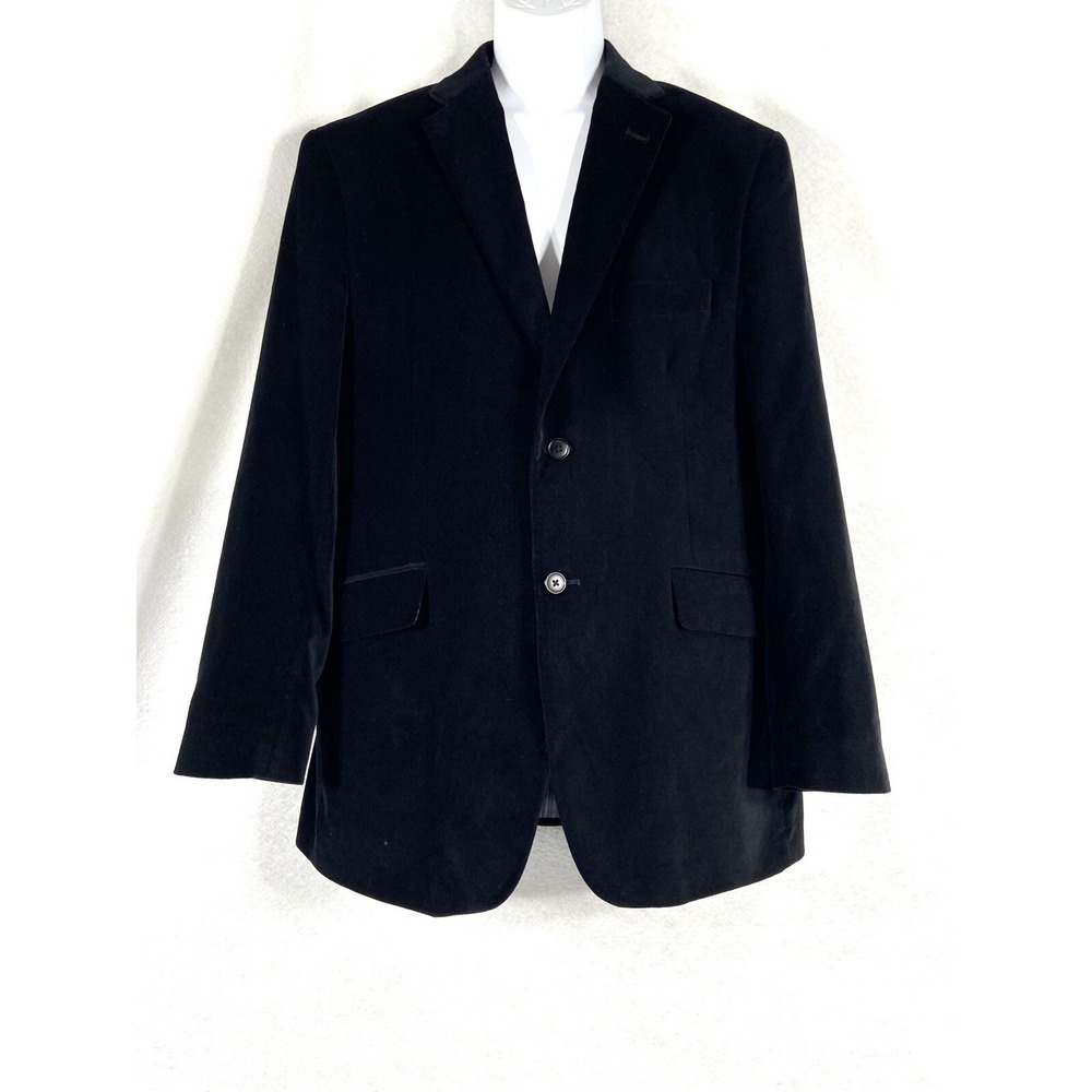 Madison Jacket Mens 42R Black Blazer Sport Coat Velvet 100% Cotton